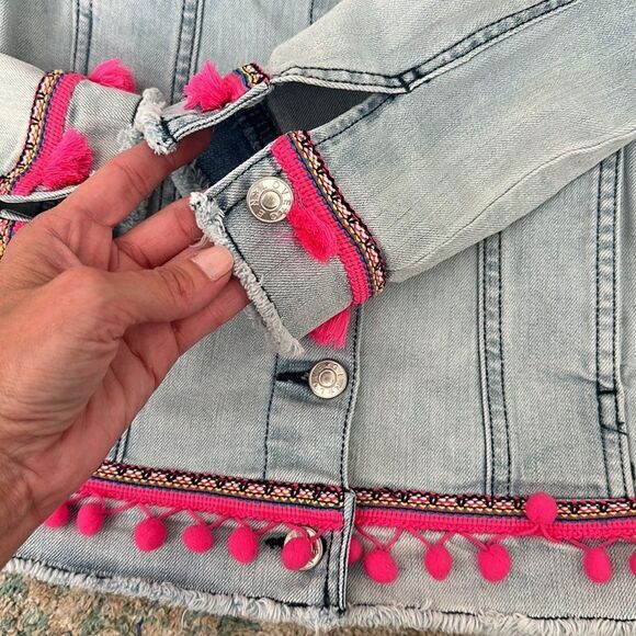 NWT Generation Love Denim Jean Jacket Fran Pom Poms - Picture 5 of 7
